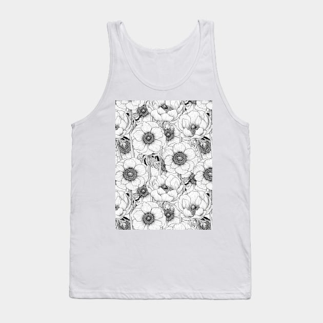 Anemone garden in black and white Tank Top by katerinamk